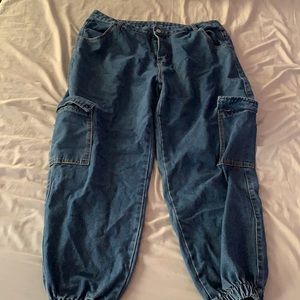 Plus High Waist Cargo Jeans